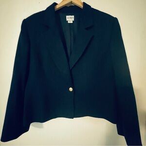 Vintage Koret Navy Wool Blazer 18 Single Breasted Button Tab Back